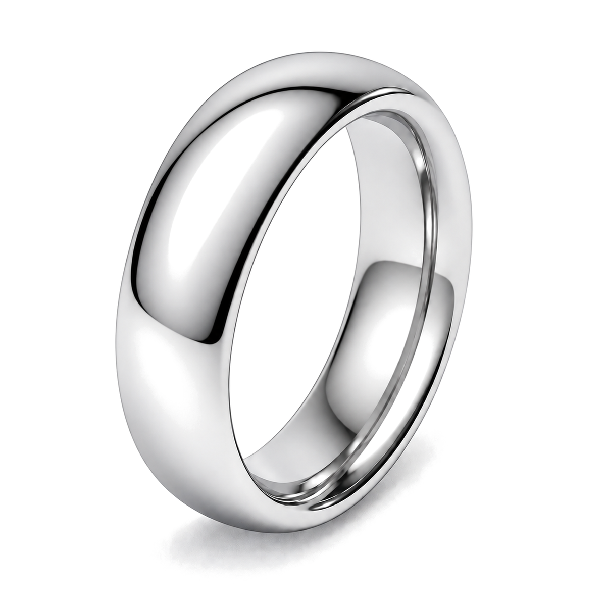 A classic court platinum wedding ring, shown at a three-quarter angle on a clean white background with a soft shadow.