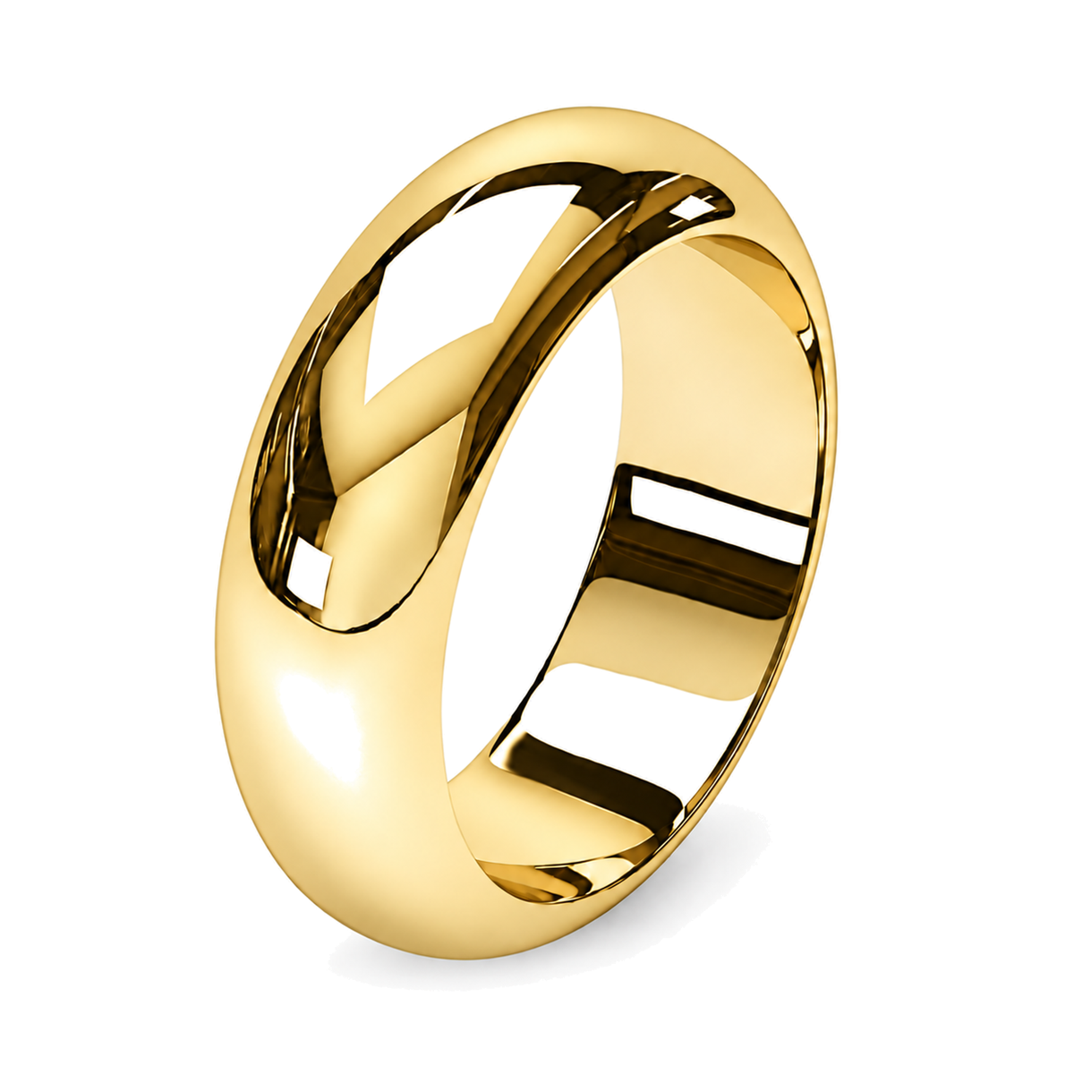 A classic yellow gold wedding ring with bright polished finish.