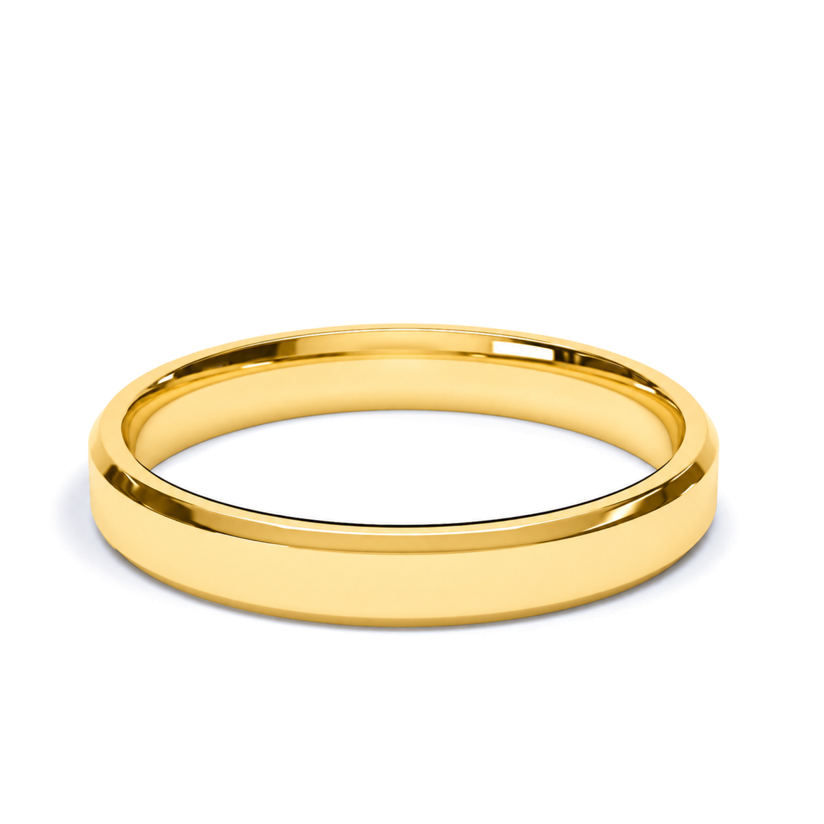 A classic yellow gold wedding ring with a smooth, polished finish, shown on a clean white background.