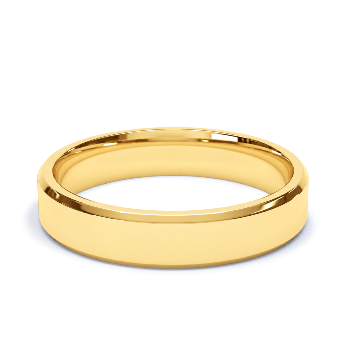 A classic yellow gold wedding ring with a smooth, polished finish, shown on a clean white background.