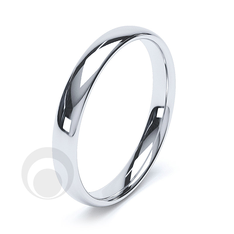 3mm Plain Platinum Court Wedding Ring - Main Image