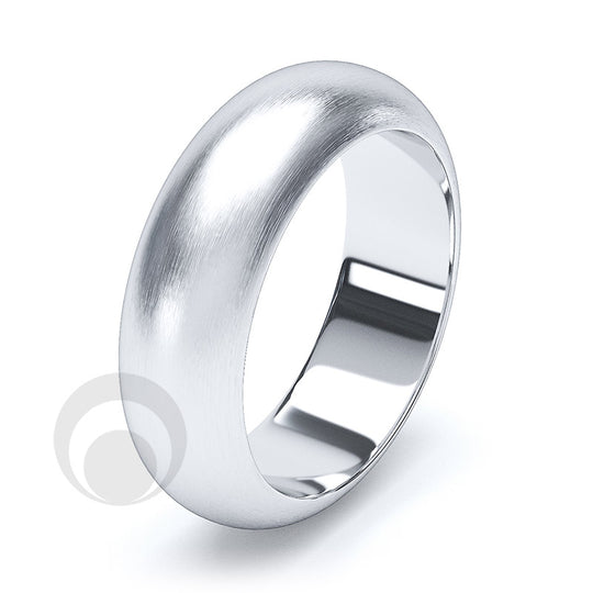 6mm Plain Platinum D-Shape Wedding Ring
