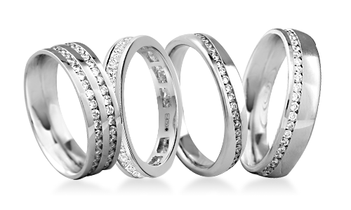 Channel Diamond Platinum Wedding Rings
