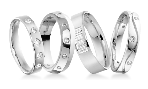 Modern Diamond Platinum Wedding Rings