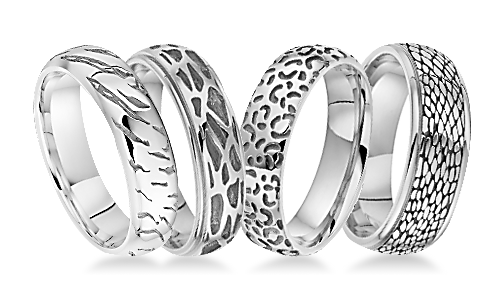 Safari Patterned Platinum Wedding Rings