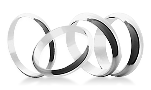 D-Shape Bevelled Platinum Wedding Rings
