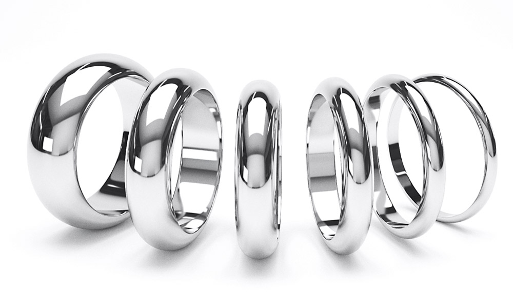 Platinum D-shape Wedding Rings