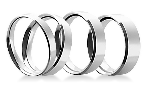 Flat Court Bevelled Platinum Wedding Rings