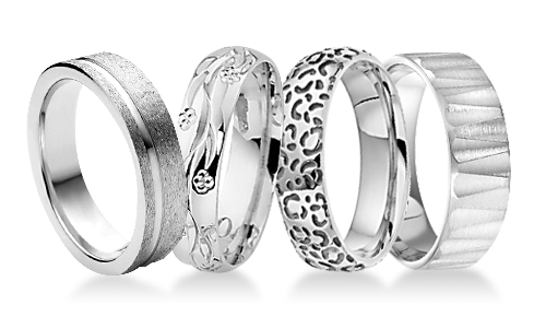 Patterned Platinum Wedding Rings