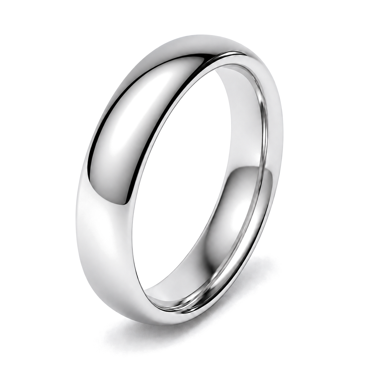A classic court platinum wedding ring  shown on a clean white background with a soft shadow.