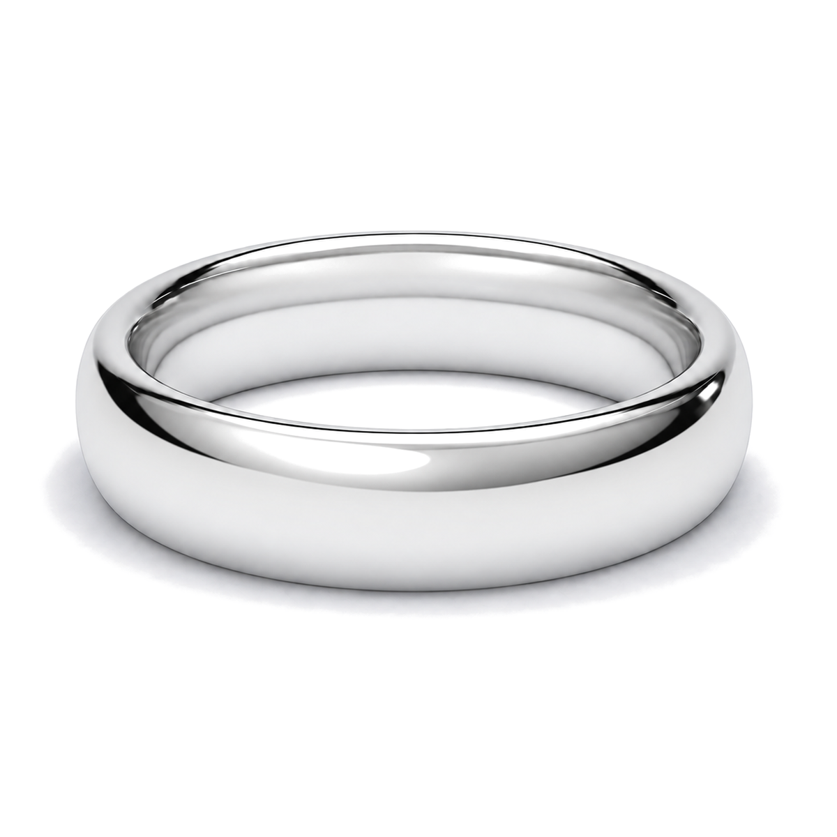 A court platinum wedding ring, shown on a clean white background with a soft shadow.