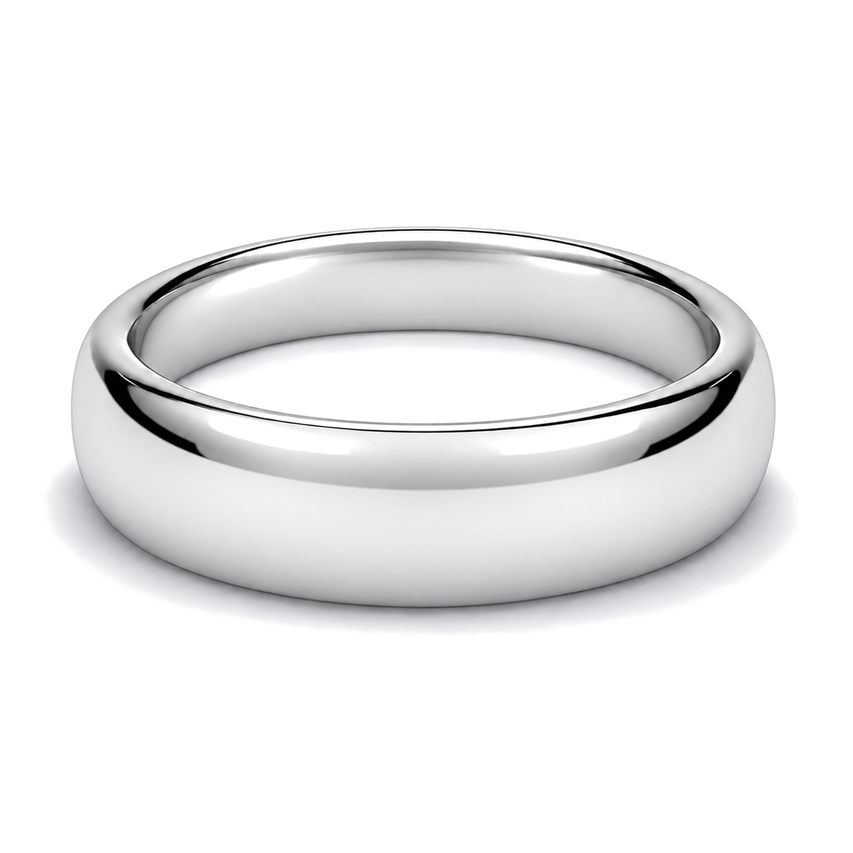 A classic court platinum wedding ring  shown on a clean white background with a soft shadow.
