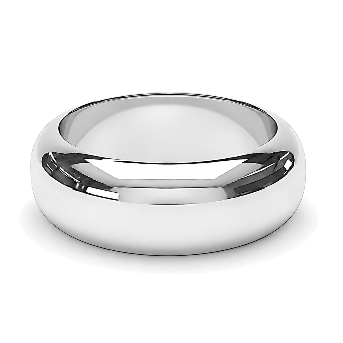 A classic wide polished platinum band, commonly known as a wedding ring, shown on a clean white background with a soft shadow.
