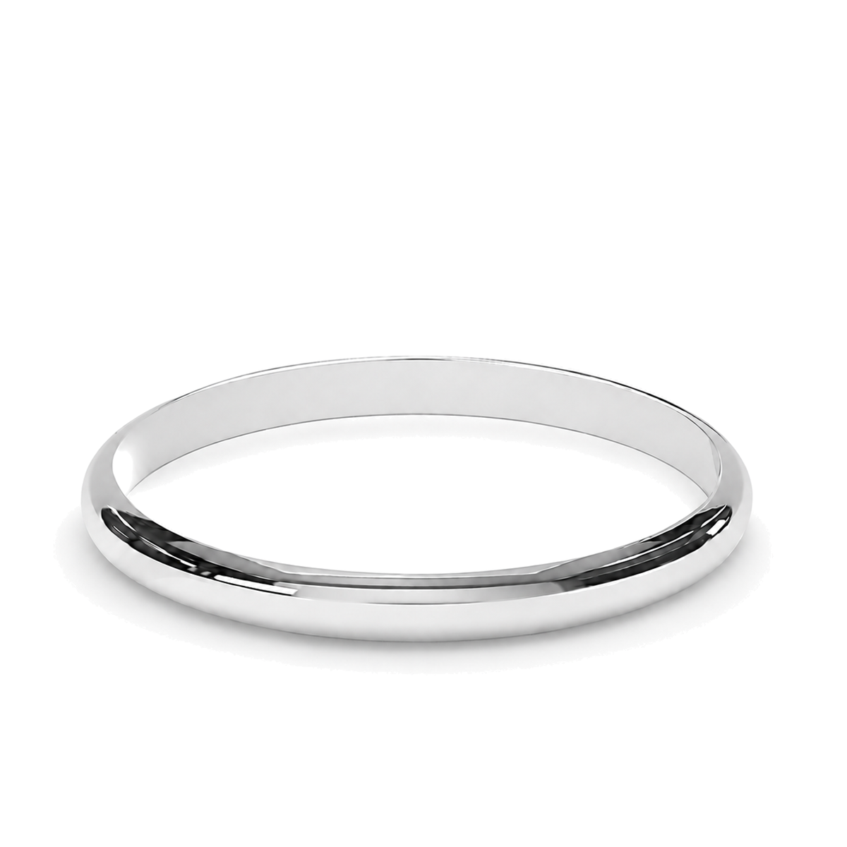 A classic polished narrow 2mm platinum wedding ring on a clean white background with a soft shadow.