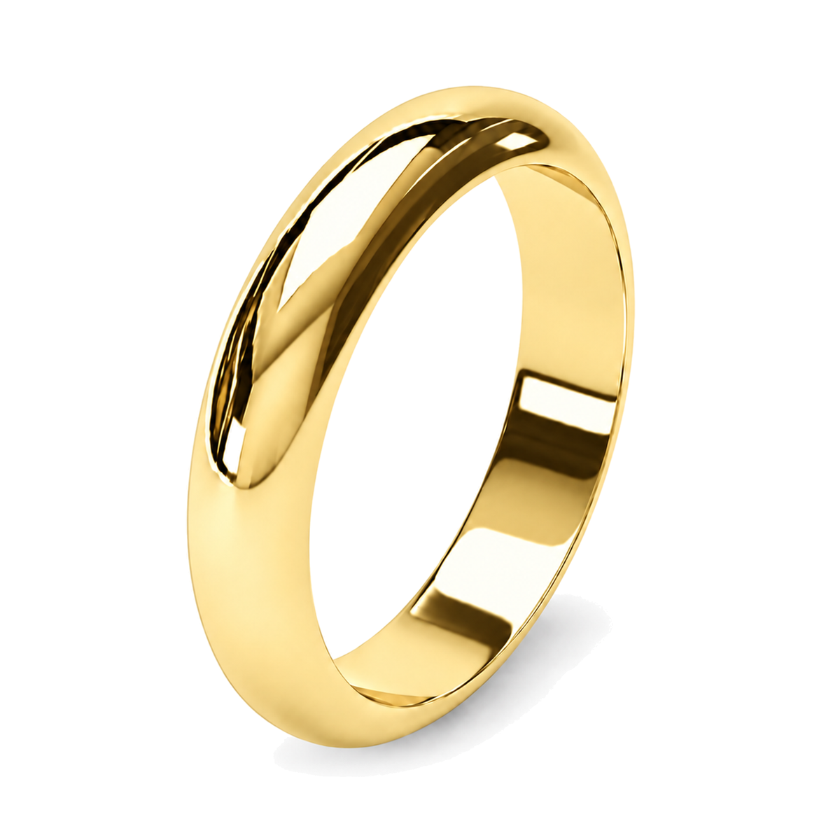 A classic yellow gold wedding ring with a beautiful polished finish.