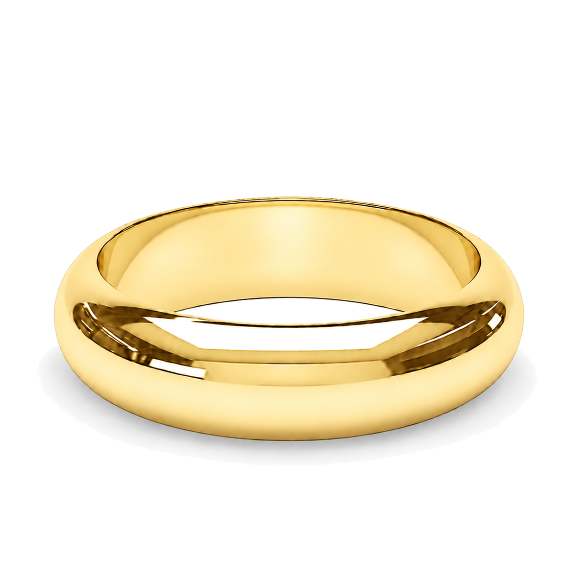 A classic yellow gold wedding ring with a polished finish.