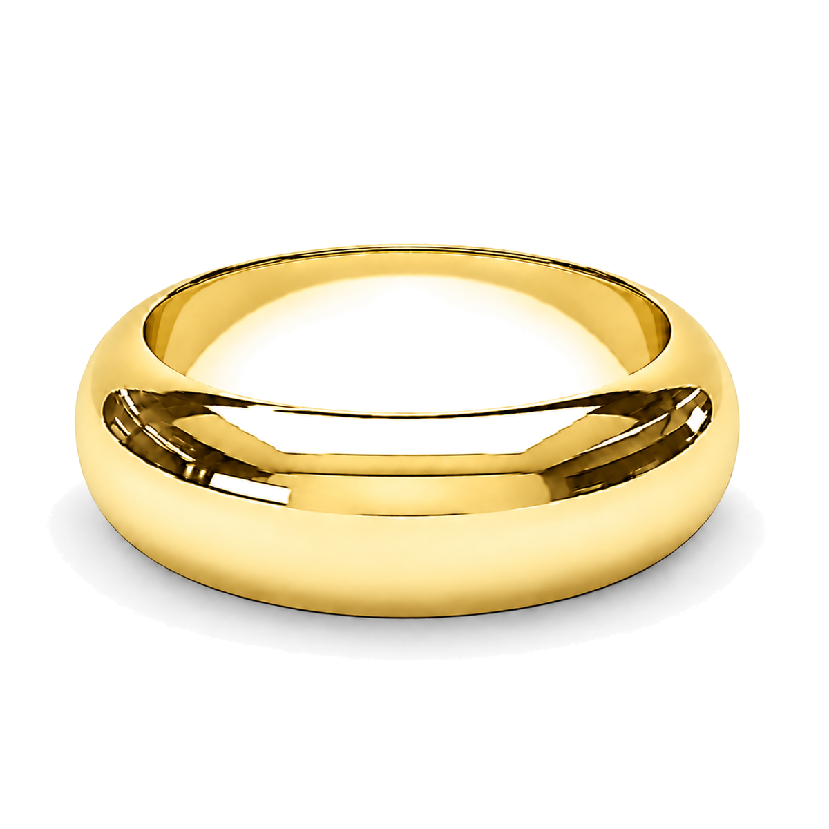 A classic yellow gold wedding ring  with a smooth, polished finish, shown on a clean white background with a soft shadow.