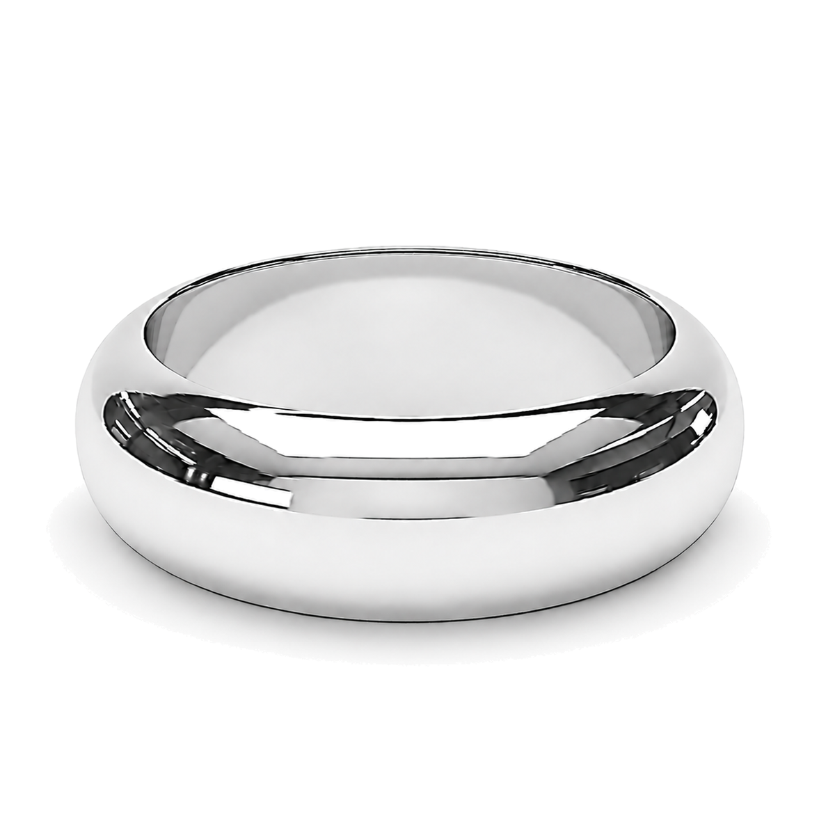 A polished platinum wedding ring, 7mm in width.