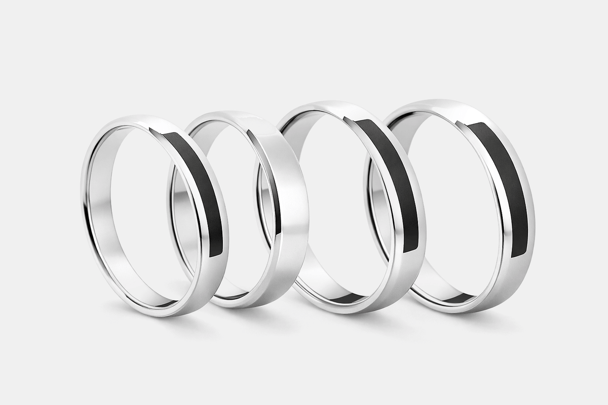 Platinum D-shape Bevelled Rings