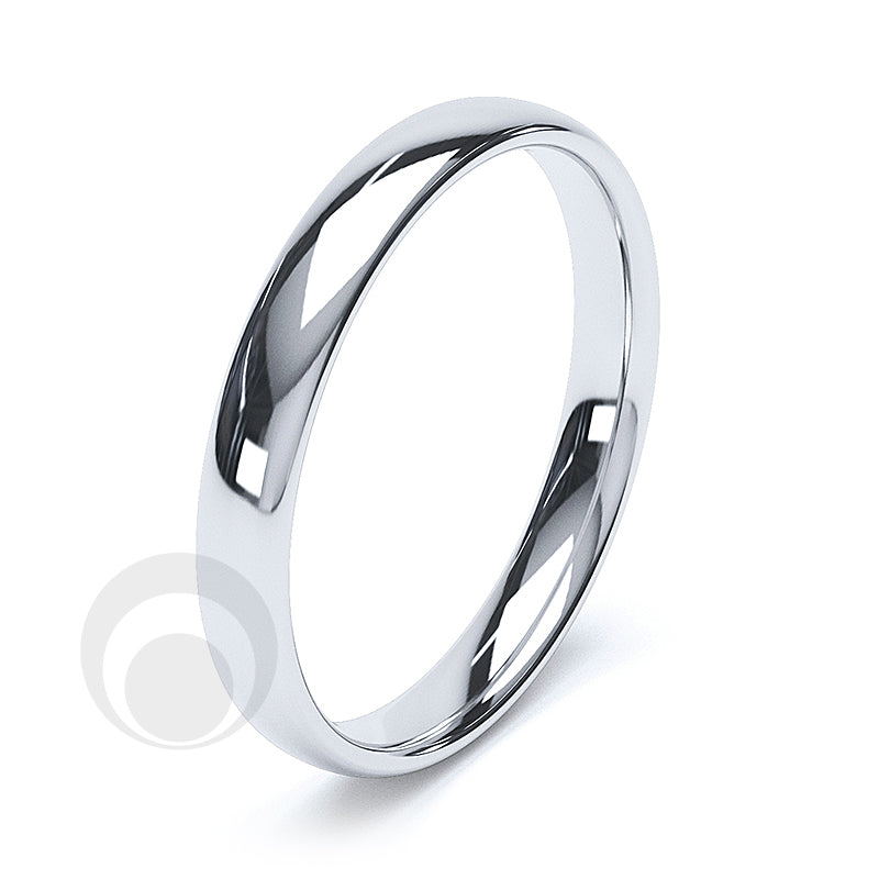 3mm Plain Platinum Court Wedding Ring