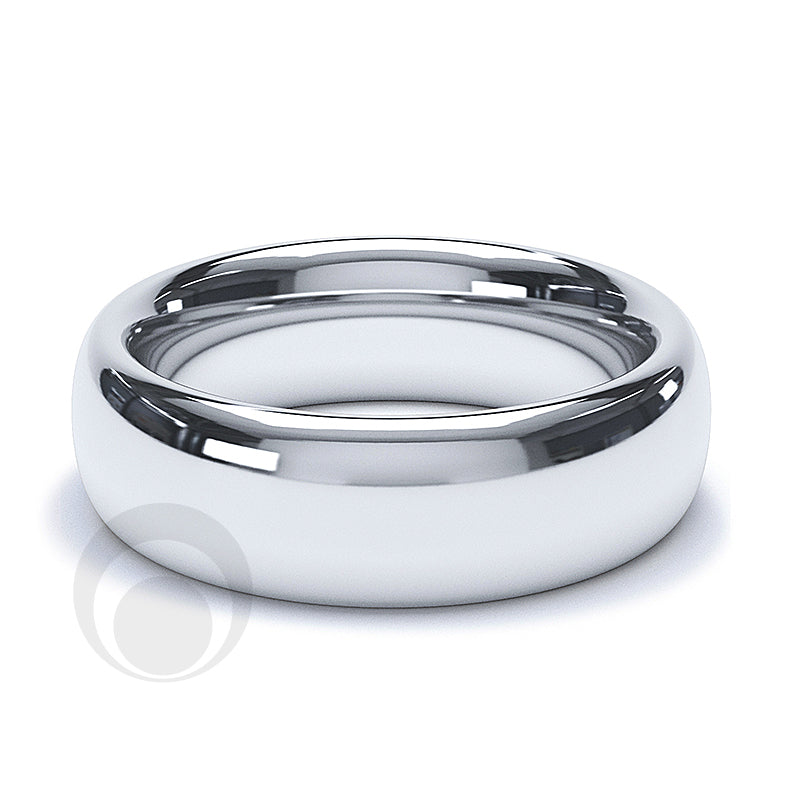 6mm Platinum Plain Court Wedding Ring