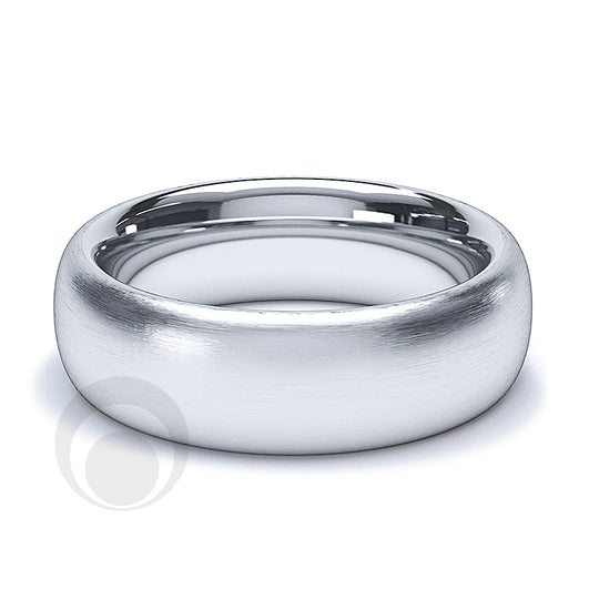 6mm Platinum Plain Court Wedding Ring