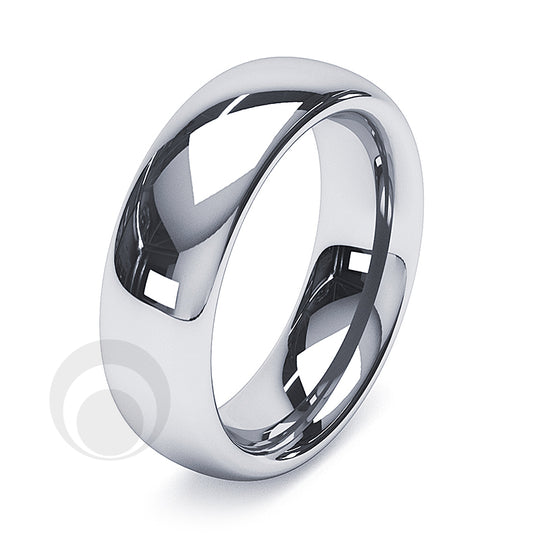 6mm Platinum Plain Court Wedding Ring