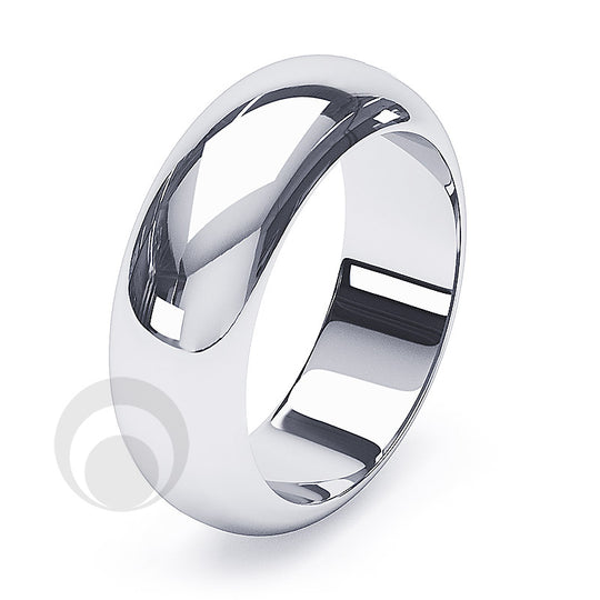 10mm Plain Platinum D-Shape Wedding Ring