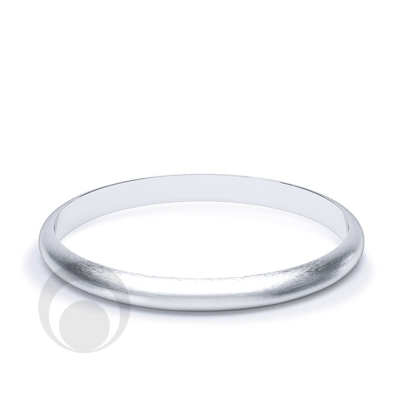 2mm Plain Platinum D-Shape Wedding Ring