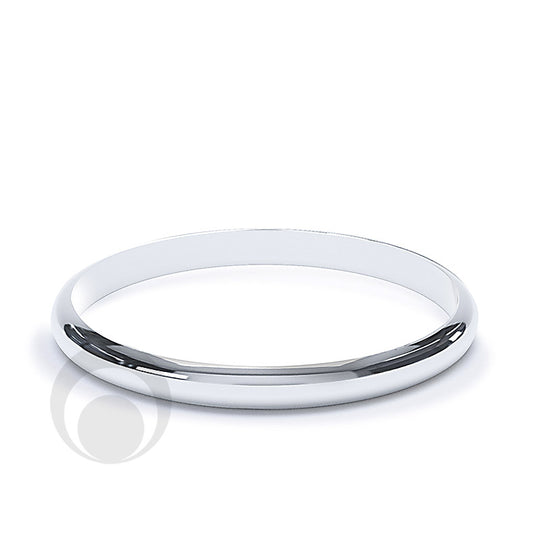 2mm Plain Platinum D-Shape Wedding Rings • Platinum Ring Company