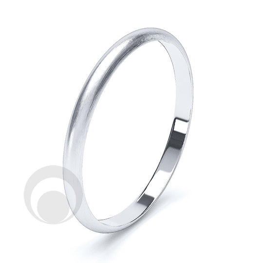 2mm Plain Platinum D-Shape Wedding Ring