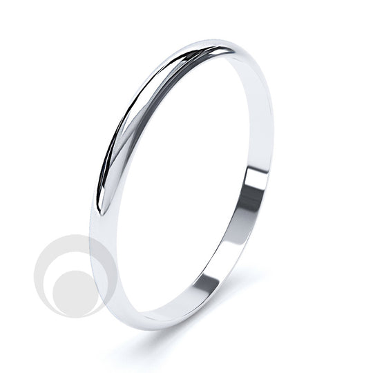 2mm Plain Platinum D-Shape Wedding Ring