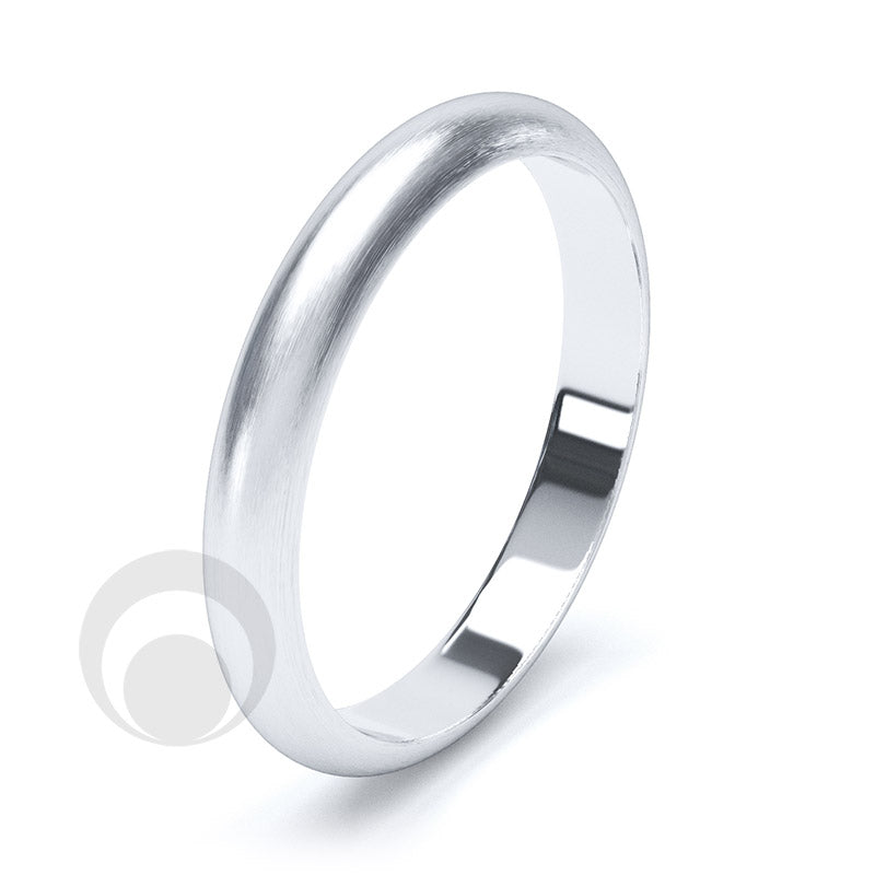 3mm Plain Platinum D-Shape Wedding Ring
