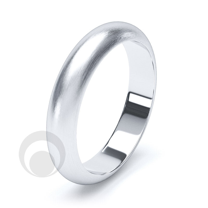 4mm Plain Platinum D-Shape Wedding Ring