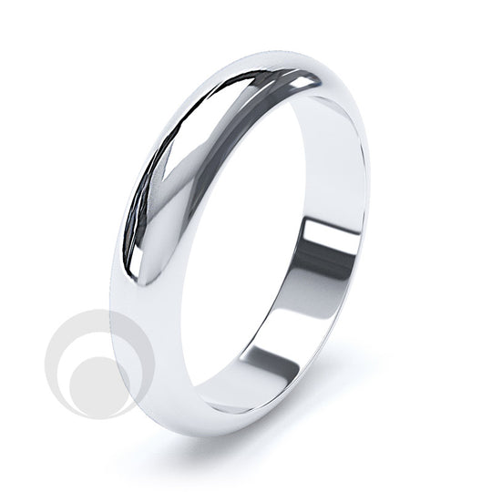 4mm Plain Platinum D-Shape Wedding Ring