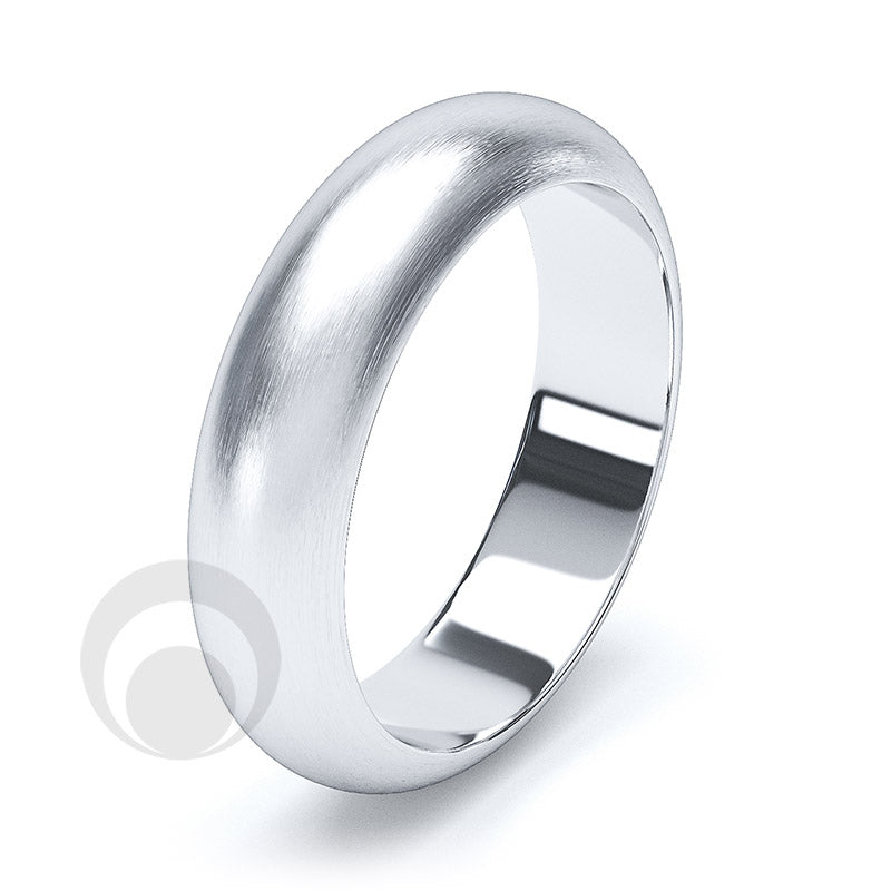 5mm Plain Platinum D-Shape Wedding Ring