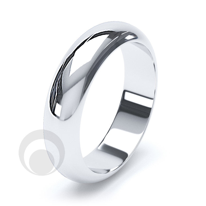 5mm Plain Platinum D-Shape Wedding Ring