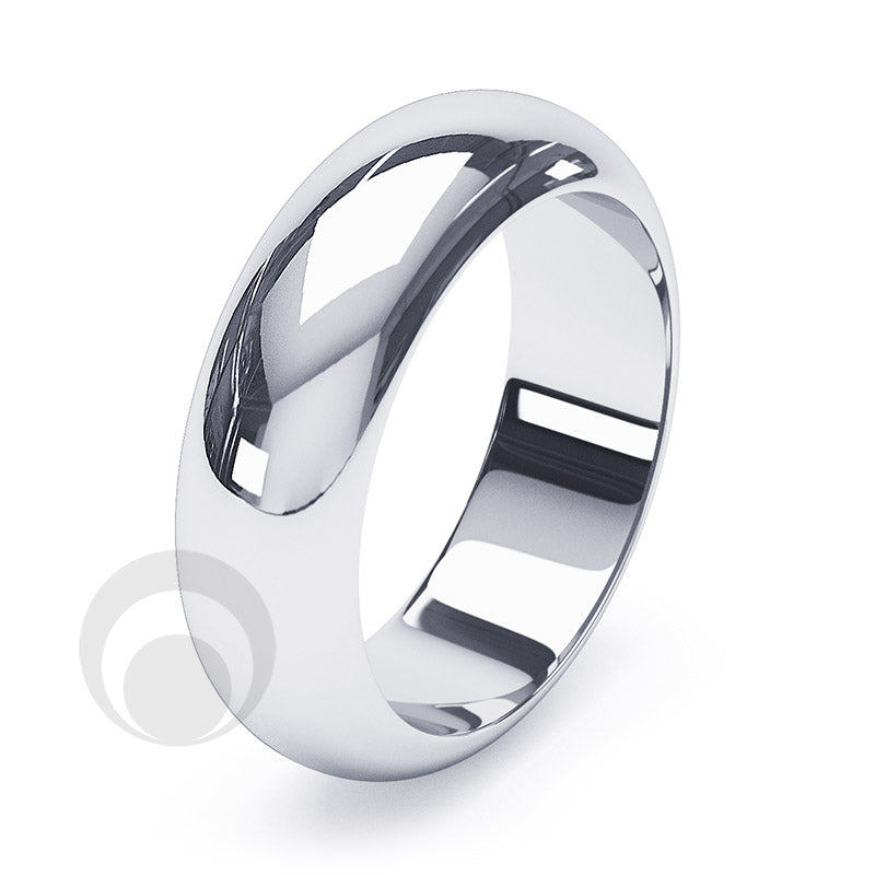 6mm Plain Platinum D-Shape Wedding Ring