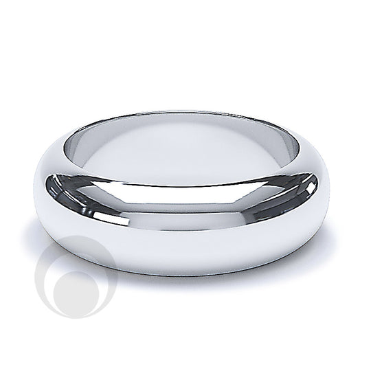 7mm Plain Platinum D-Shape Wedding Ring