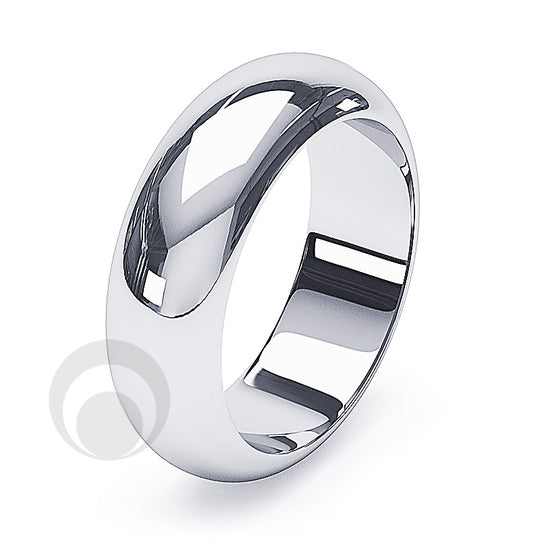 8mm Plain Platinum D-Shape Wedding Ring