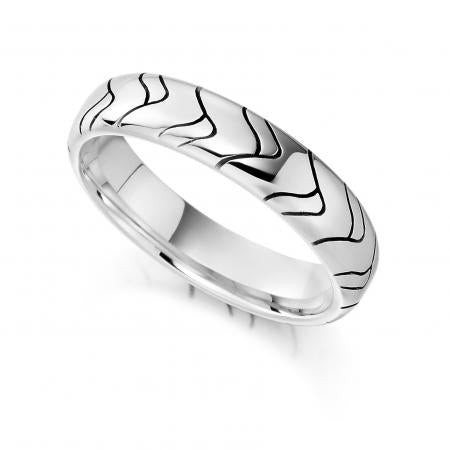Vision Contour Platinum Patterned Wedding Ring