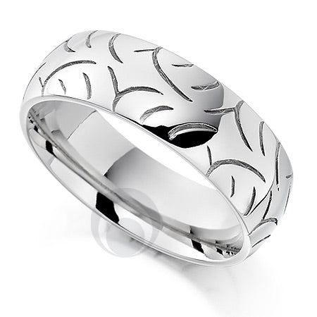 Vision Swell Platinum Patterned Wedding Ring