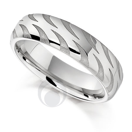 Vision Flame Platinum Patterned Wedding Ring