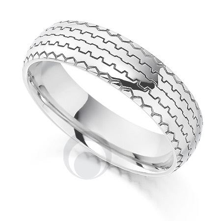 Vision Tread Platinum Patterned Wedding Ring