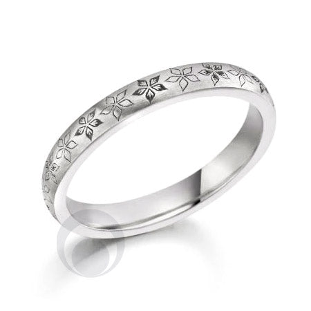 Floral Patterned Platinum Wedding Ring