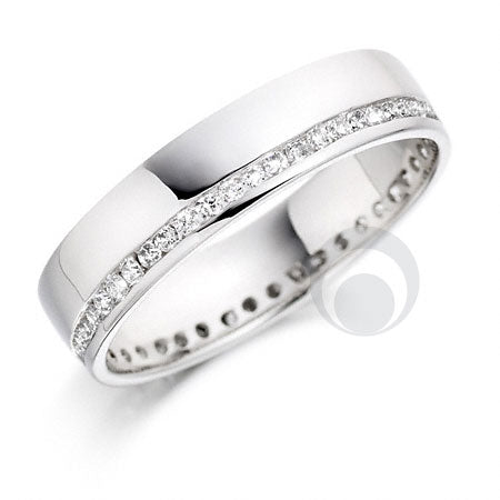Diamond Platinum Wedding Ring - PRC007C - Size Q
