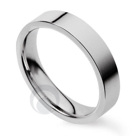 4mm Plain Platinum Flat Court Wedding Ring
