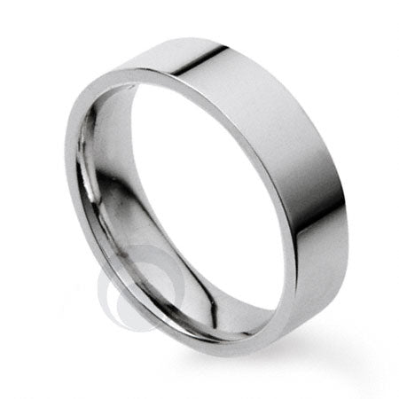 5mm Plain Platinum Flat Court Wedding Ring