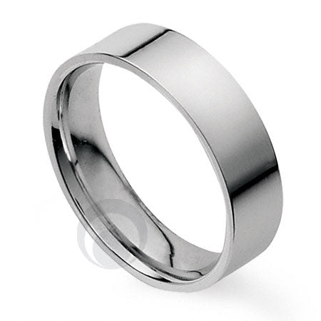 6mm Plain Platinum Flat Court Wedding Ring