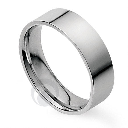 7mm Plain Platinum Flat Court Wedding Ring